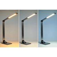LED stolní lampička stmívatelná, 10W, indukční nabíjení, hliník, šedá