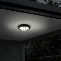 LED venkovní osvětlení kulaté s mřížkou, 13W, 910lm, 4000K, IP65, 17cm, černá