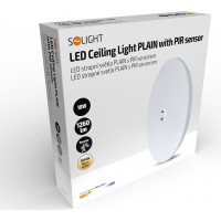 LED stropní světlo PLAIN s PIR sensorem, 18W, 1260lm, 3000K, kulaté, 33cm