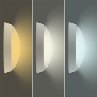 LED venkovní osvětlení se senzorem a nastavitelnou CCT, 18W, 1350lm, 22cm, 2v1 - bílý a černý kryt