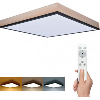 LED stropní osvětlení s dálkovým ovládáním, čtvercové, dekor dřeva, 3000lm, 40W, 45x45cm