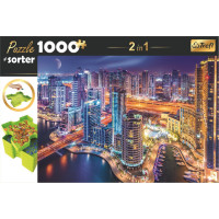 TREFL Puzzle s třídičem 2v1 Noční Dubaj 1000 dílků