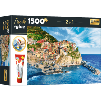 TREFL Sada 2v1 puzzle Manarola, Ligurie, Itálie 1500 dílků s lepidlem