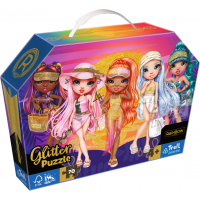 TREFL Třpytivé Glitter puzzle v kufříku Rainbow High 70 dílků