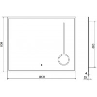 Obdélníkové zrcadlo MEXEN KALA 100x80 cm - s LED podsvícením, zvětšovací lupou a vyhříváním, 9820-100-080-611-00
