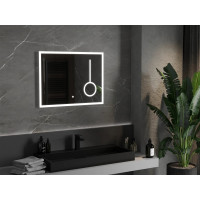 Obdélníkové zrcadlo MEXEN KALA 80x60 cm - s LED podsvícením, zvětšovací lupou a vyhříváním, 9820-080-060-611-00