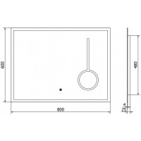 Obdélníkové zrcadlo MEXEN KALA 80x60 cm - s LED podsvícením, zvětšovací lupou a vyhříváním, 9820-080-060-611-00