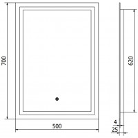 Obdélníkové zrcadlo MEXEN MIKO 50x70 cm - s LED podsvícením a vyhříváním, 9819-050-070-611-00