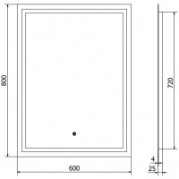 Obdélníkové zrcadlo MEXEN MIKO 60x80 cm - s LED podsvícením a vyhříváním, 9819-060-080-611-00