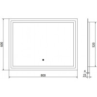 Obdélníkové zrcadlo MEXEN MIKO 80x60 cm - s LED podsvícením a vyhříváním, 9819-080-060-611-00