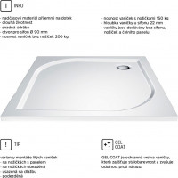 Čtvercová sprchová vanička - litý mramor