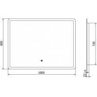 Obdélníkové zrcadlo MEXEN NAVIA 100x80 cm - s LED podsvícením a vyhříváním, 9803-100-080-611-00