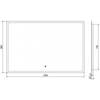 Obdélníkové zrcadlo MEXEN NAVIA 120x80 cm - s LED podsvícením a vyhříváním, 9803-120-080-611-00