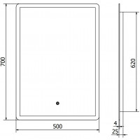Obdélníkové zrcadlo MEXEN NAVIA 50x70 cm - s LED podsvícením a vyhříváním, 9803-050-070-611-00