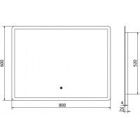 Obdélníkové zrcadlo MEXEN NAVIA 80x60 cm - s LED podsvícením a vyhříváním, 9803-080-060-611-00