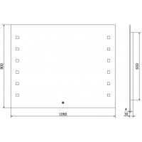 Obdélníkové zrcadlo MEXEN NER 100x80 cm - s LED podsvícením a vyhříváním, 9809-100-080-611-00