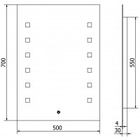 Obdélníkové zrcadlo MEXEN NER 50x70 cm - s LED podsvícením a vyhříváním, 9809-050-070-611-00