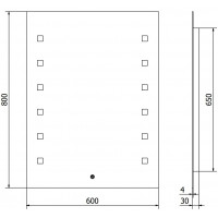 Obdélníkové zrcadlo MEXEN NER 60x80 cm - s LED podsvícením a vyhříváním, 9809-060-080-611-00