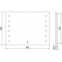 Obdélníkové zrcadlo MEXEN NER 80x60 cm - s LED podsvícením a vyhříváním, 9809-080-060-611-00