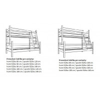 Dětská patrová postel s rozšířeným spodním lůžkem z masivu ROBUST 8X8 6A - 200x90 cm