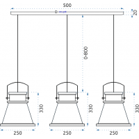 Stropní svítidlo ASTI set C, C, C - černé - obdélníková základna