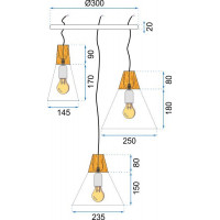 Stropní svítidlo SCANDI set A, B, C - kulaté - kov/dřevo - šedé