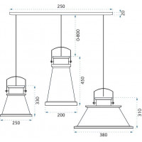 Stropní svítidlo ASTI set A, B, C - černé - kulatá základna