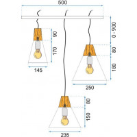 Stropní svítidlo SCANDI set A, B, C - dlouhé - kov/dřevo - bílé