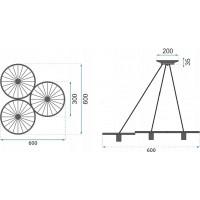 Stropní svítidlo LOFT WHEEL 3 - černé