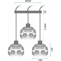 Stropní svítidlo CRYSTAL BALL set 3 - kulaté - černé