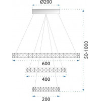 Stropní LED svítidlo VEGAS - 90W - kruhy 20+40+60 cm + ovladač