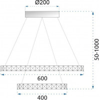 Stropní LED svítidlo VEGAS - 50W - kruhy 40+60 cm + ovladač