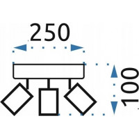 Stropní svítidlo TRIO rectangle - 25x5x10 cm - černé