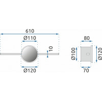 Nástěnné LED svítidlo nad zrcadlo PROPELLER - 61 cm - 15W - chromové