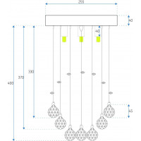 Stropní křišťálové svítidlo CRYSTAL string - 44 cm - chromové