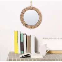 Kulaté zrcadlo BOHO 35 cm - bambusový rám