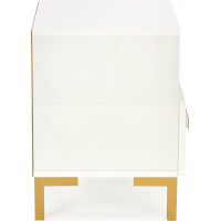 Noční stolek OLIVER - bílý/zlatý