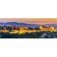 EDUCA Panoramatické puzzle Západ slunce ve Španělsku: Alhambra, Granada 1000 dílků