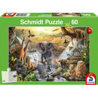 SCHMIDT Puzzle Zvířata v Africe 60 dílků