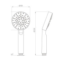 Sprchová souprava s termostatickou baterií a výtokem do vany - kulatá hlavice Ø 22 cm - chromovaná