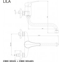 Kuchyňská dřezová nástěnná baterie LILA - ramínko 20 cm - chromová