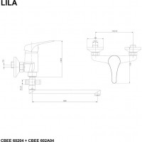 Nástěnná baterie do bytového jádra LILA - ramínko 30 cm - chromová