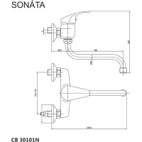 Kuchyňská dřezová nástěnná baterie SONÁTA - ramínko 20 cm - chromová