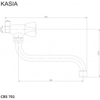 Umyvadlový nástěnný kohoutek KASIA - ramínko 20 cm - chromový