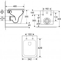 Závěsné WC RIMLESS kapotované - 48,5x34x35,5 cm - bílé + Duroplast sedátko slim