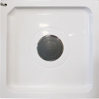 Sprchový box se stříškou - čtverec - satin ALU/sklo Point - bílé stěny