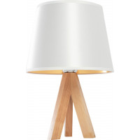 Stolní lampička WOODY white - E27 - bambus/látka