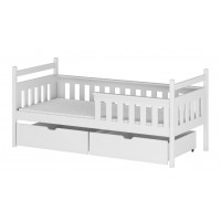 Dětská postel z masivu borovice ELA se šuplíky - 200x90 cm - BÍLÁ