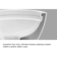 Závěsné WC RIMLESS kapotované - 48,5x34x35,5 cm - bílé + Duroplast sedátko slim