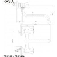 Kuchyňská dřezová nástěnná baterie KASIA - ramínko 20 cm - chromová